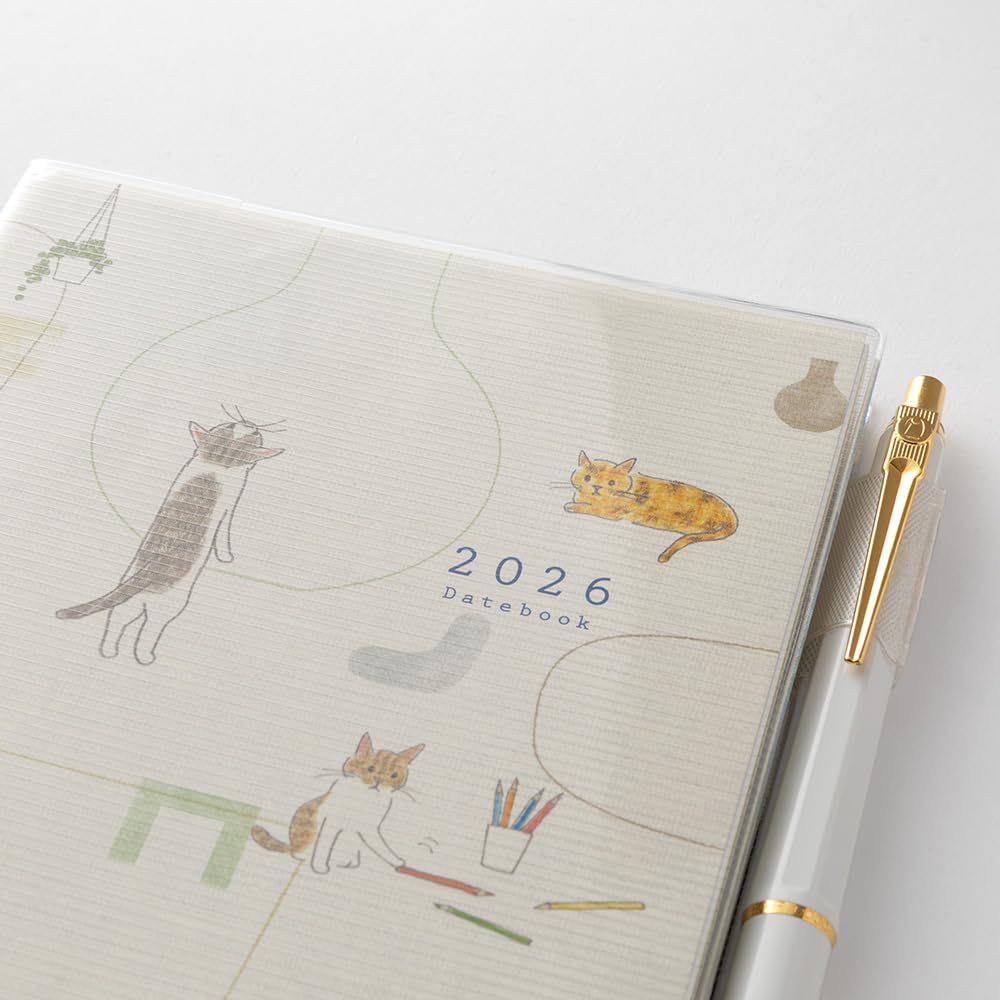 Midori Pocket Diary, 2026, B6, Weekly, Cat Pattern, 22373006 (Starts January 2026)