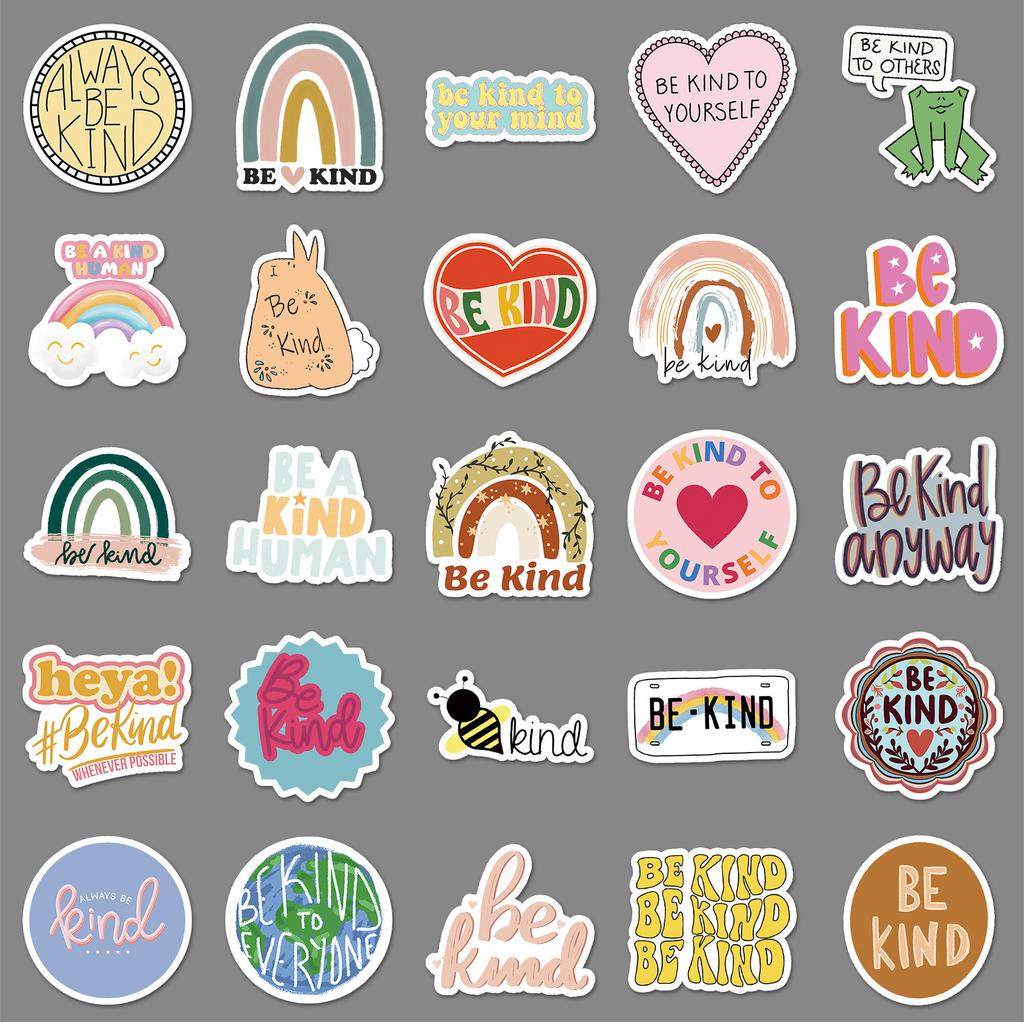 50 Przyjaznych Psychologicznych Naklejek Graffiti Bądź Uprzejmy Angielskie Dekoracyjne Etui na Telefon Komórkowy Kubek na Wodę Naklejki DIY