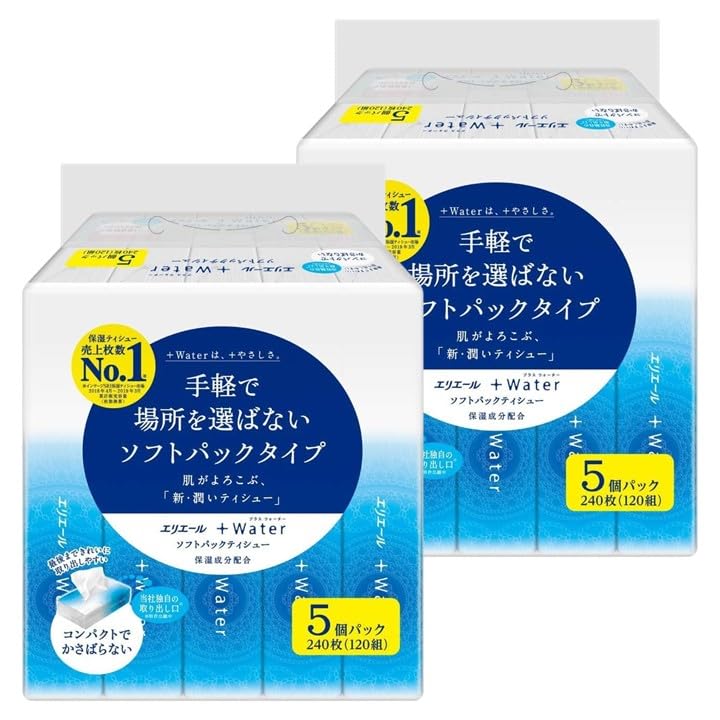 

Elleair Plus Water Soft 240 листов 5 пачек x 2 пачки салфеток, (120 штук), наборы, белый