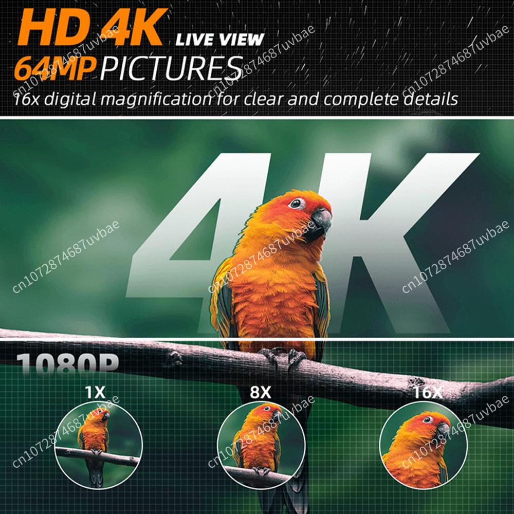 Professional 64MP 4K Digital Telescope Eyepiece Camera With 2.8 Inch Screen Support 512GB Micro SD 16X Zoom 2.4G WiFi Connection