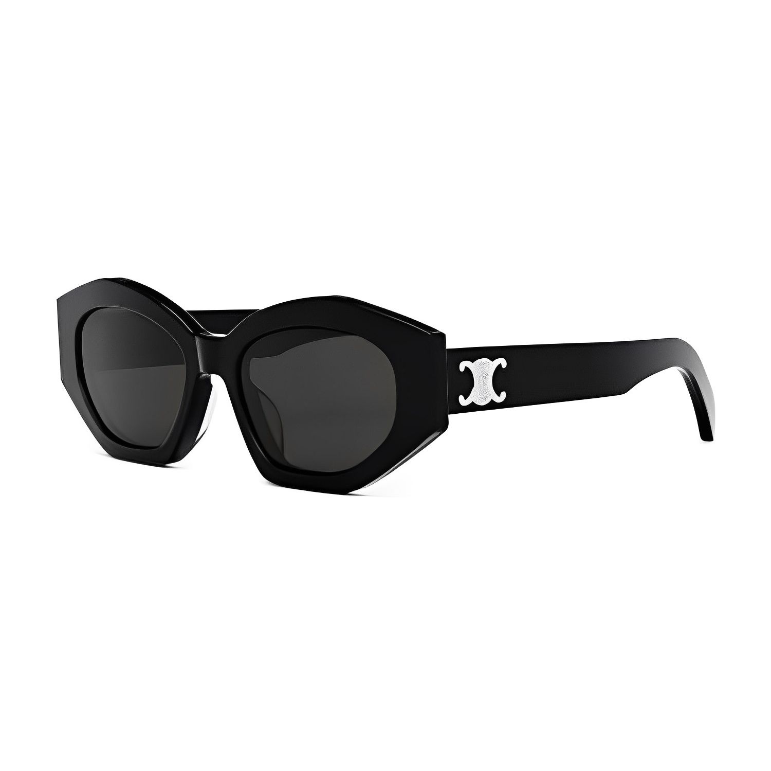 CELINE diagonālas saulesbrilles, spīdīgas melnas/dūmakainas, unisex