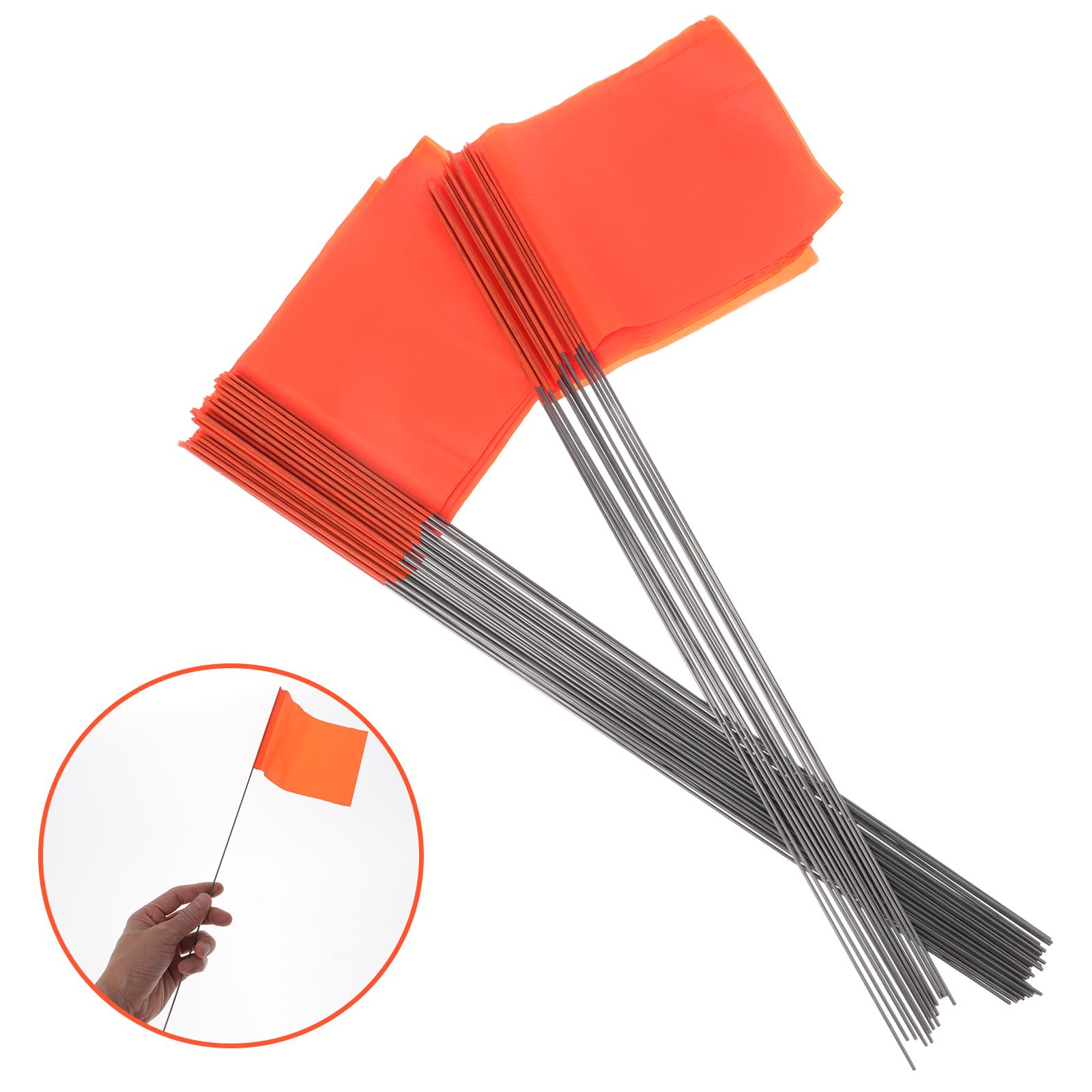 

50 Pcs Landmark Flag Signal Banner Pole Pvc Steel Wire Lawn Marking Flags Markers 38.00X12.70X0.10CM помаранчевий