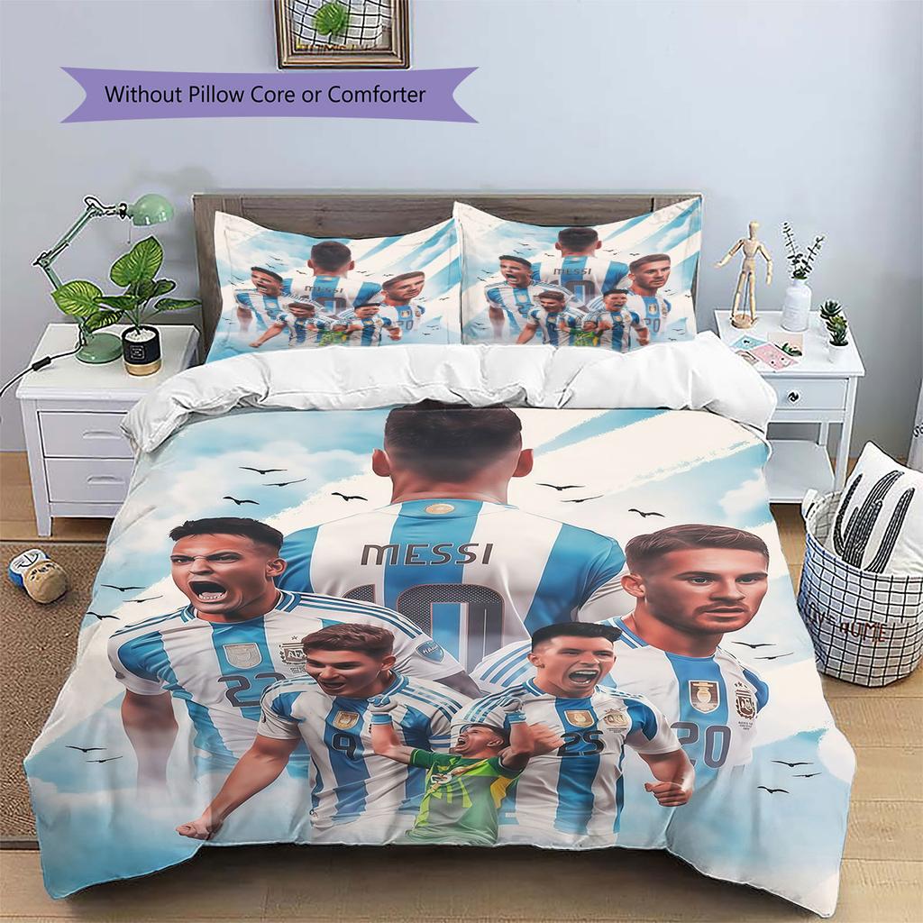 Argentina National Football Team Pattern Bedding,Quilt Set Quilt Cover Pillowcase Home Birthday Gift(1 * duvet cover + 2 * pillowcase, without core)