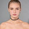 Gothic Black Choker Fashion Necklace for Punk Girl Women Vintage Elastic Braided Fish Thread Choker Gift