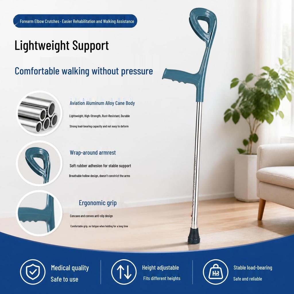 Stainless Steel Non-Slip Cross-Elbow Crutches for Young Adults