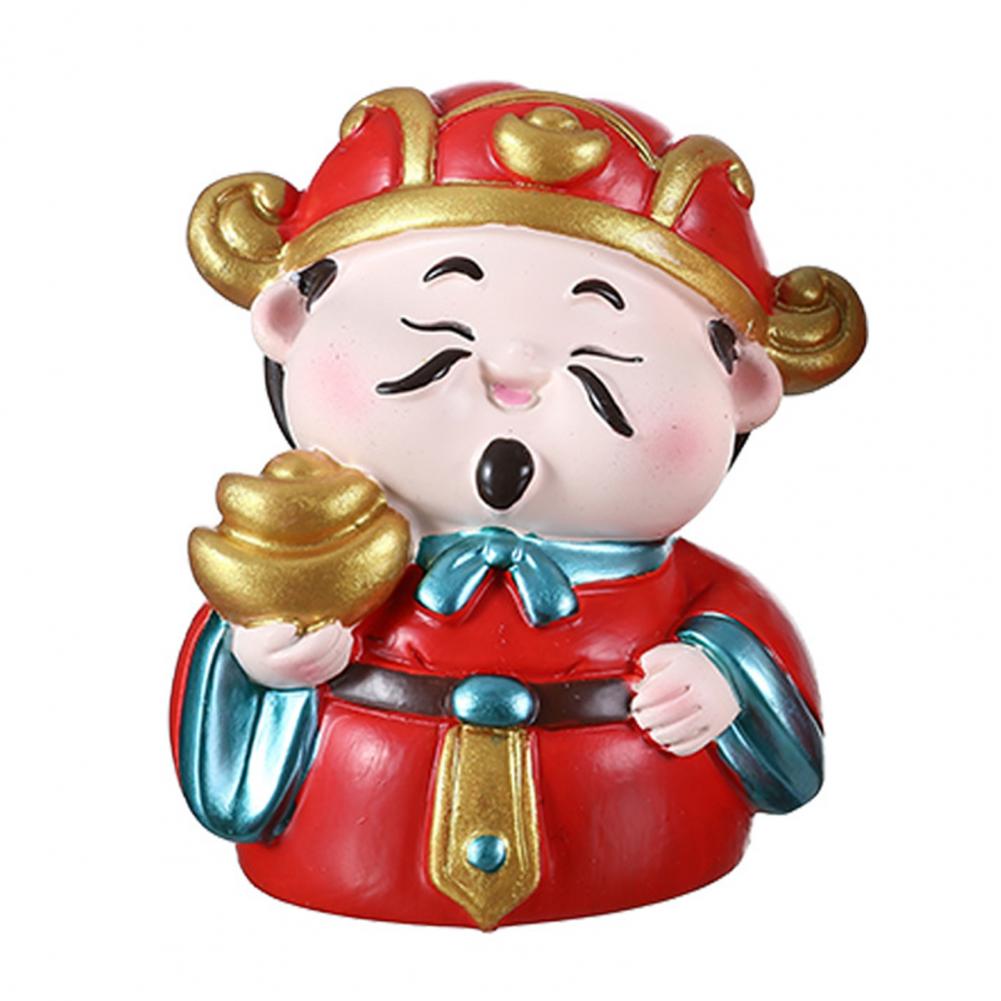 Cartoon God Of Wealth Figurine Hand-painted Chinese Immortals Statue Resin Sculpture Home Office Desktop Decor Figurine Ornament