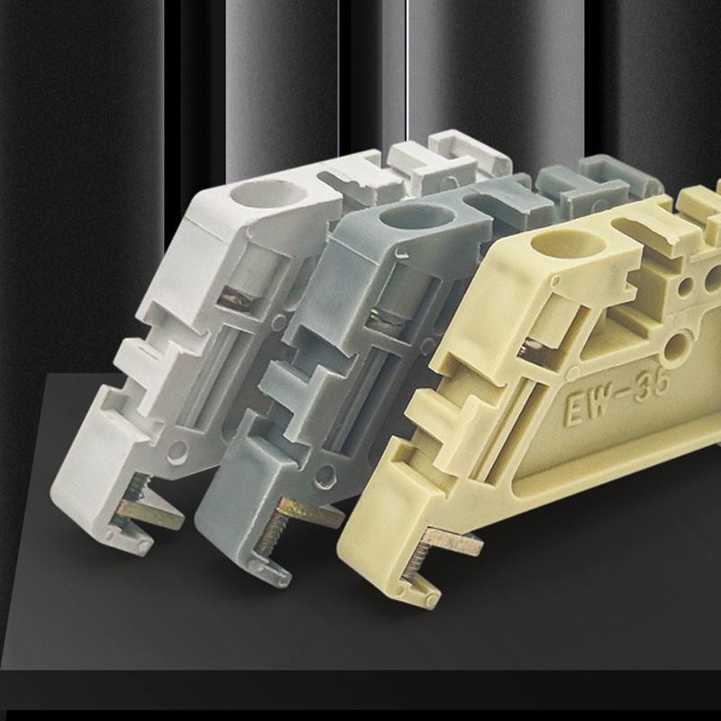 3 Colors EW-35 Gray End Stoper DIN Rail End Screw Clamp Terminal Fixed Block Universal Terminal Blocks Ending Gray Brown White