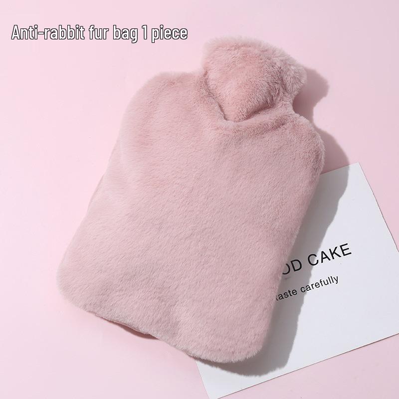 

Утолщенная взрывозащищенная грелка для горячей воды из искусственного кроличьего меха и грелка для рук для живота и ног Upgraded Thickened