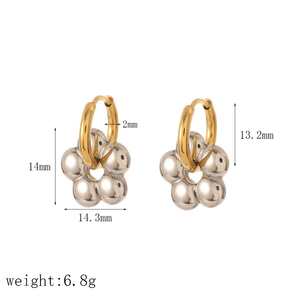 Colorful Small Flower Stainless Steel Charms Earring 18K Gold Plated Circle Ear Buckle Hoop Earrings Jewelry for Women