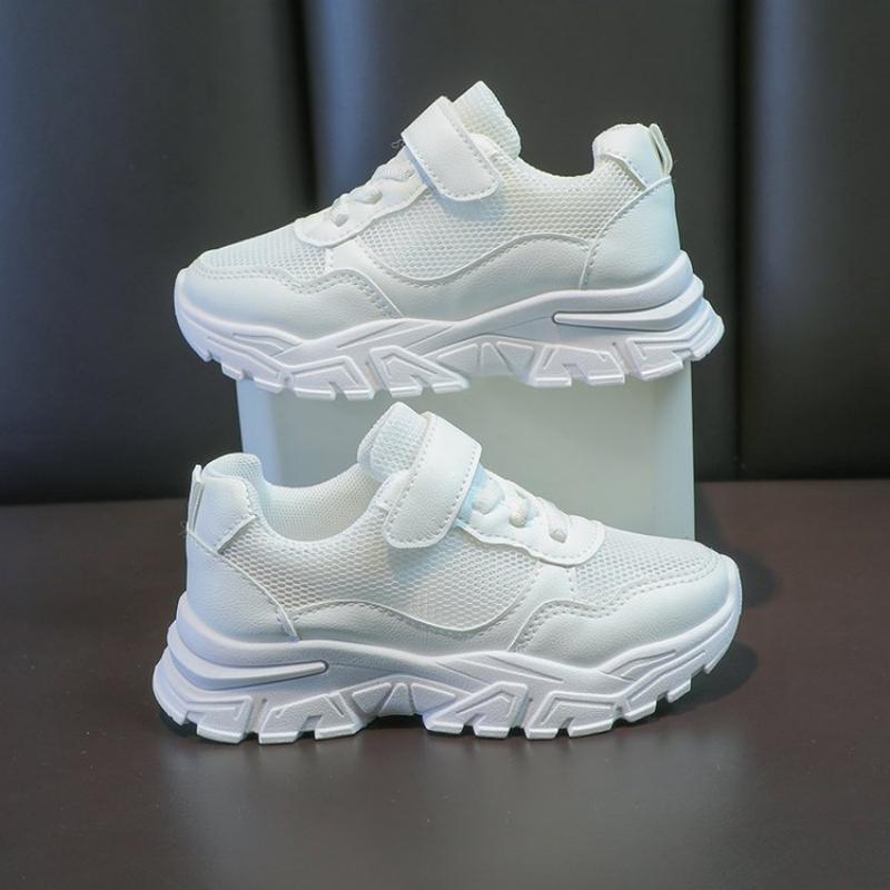 Kids' Mesh Sneakers Girls' White Mesh Breathable Casual Shoes Boys' Running Shoes