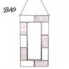 Holiday Commemorative Keepsake Acrylic Photo Frame Light Catcher, Retro Stained Glass Style Hanging Home Soft Furnishing Decor Display with