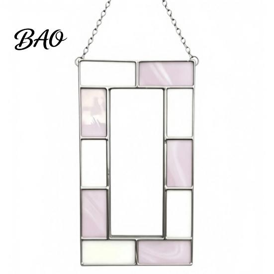 Holiday Commemorative Keepsake Acrylic Photo Frame Light Catcher, Retro Stained Glass Style Hanging Home Soft Furnishing Decor Display with