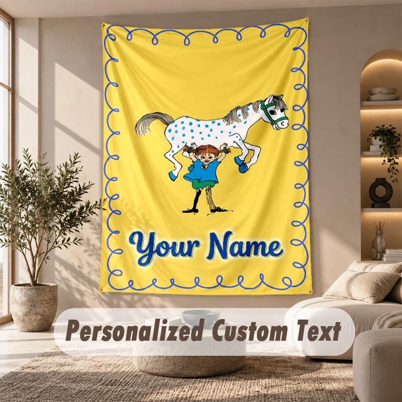 Tapestry Custom Name Text, Wall Hanging Tapestry Home Room DecorPippi Longstocking
