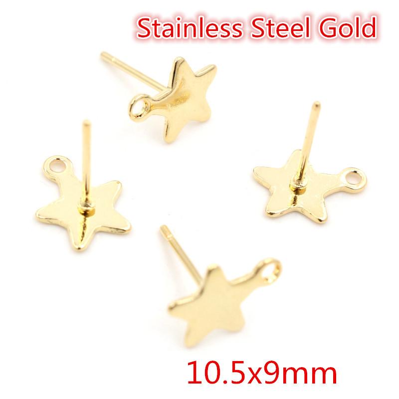 20pcs/Lot 316 Stainless Steel Geometric Star Moon Earring Stud Earring Posts Connector For DIY Earring Jewelry Making Supplies