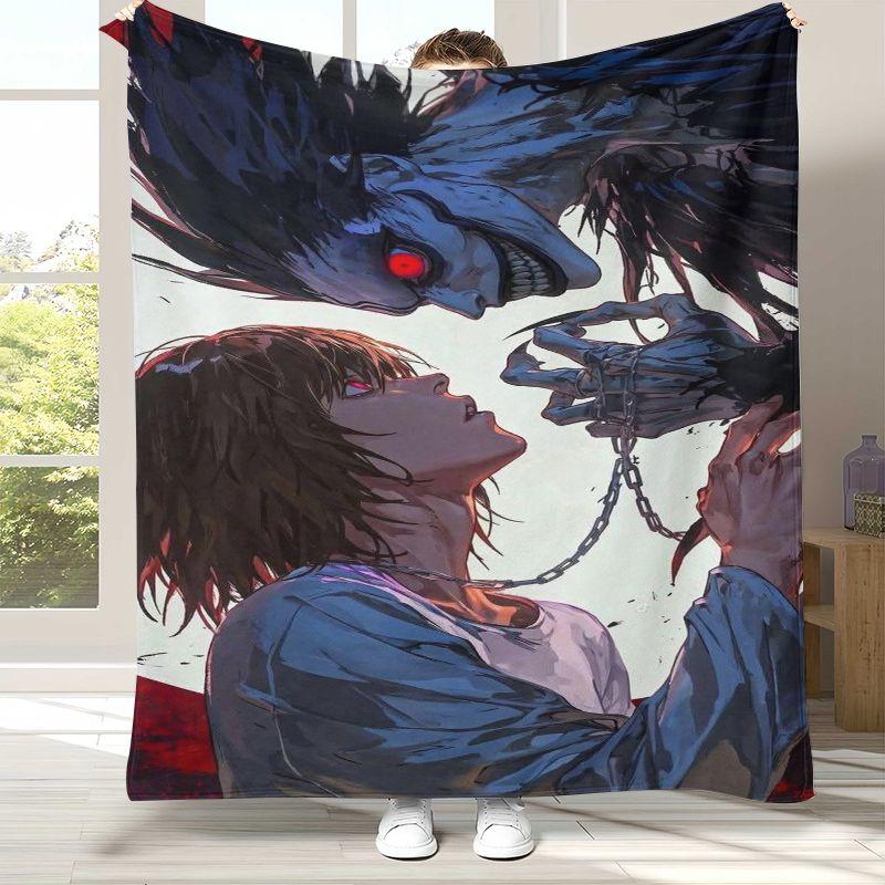 Anime D-DEATH NOTE Ryuk L Kira Cartoon Flannel Blanket,Ultra Soft Warm Plush Throw for Home Bedroom Bed Sofa Cover Office Picnic