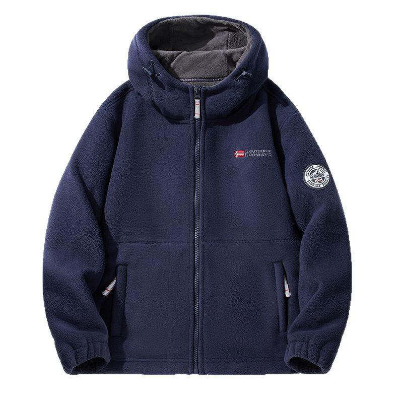 Men's Upgraded Hooded Fleece Jacket for Autumn/Winter: Thick, Trendy, and Perfect for Norwegian Outdoor Trade Orders