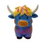 Highland Cow Figurine, Hand Painted Colorful Scottish Resin Statue, Cute Farm Animal Sculpture for Indoor Outdoor Home Garden Shelf Decor