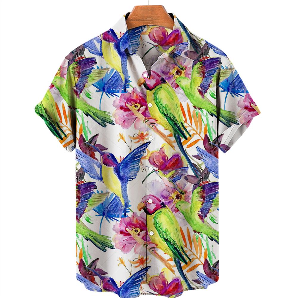 Men's casual shirt plant printed summer clothing Hawaiian short sleeved 2026 medieval vintage beach vacation top