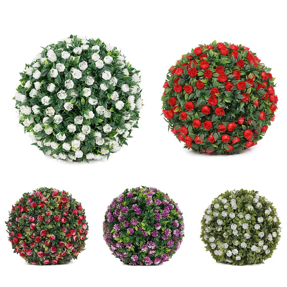Landscaping Grass Ball Home Garden 1pc Artificial Garden Rose Flower Balls Stage Topiary Hanging UV Stable Birthday