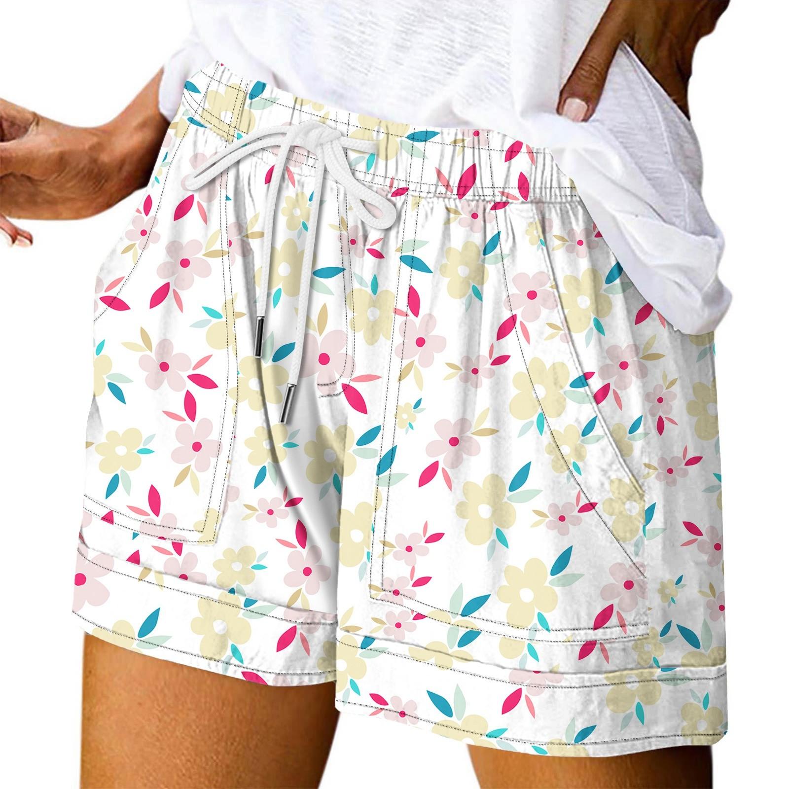 

Women s Casual Summer Elastic Beach Shorts Print Casual Shorts XXL