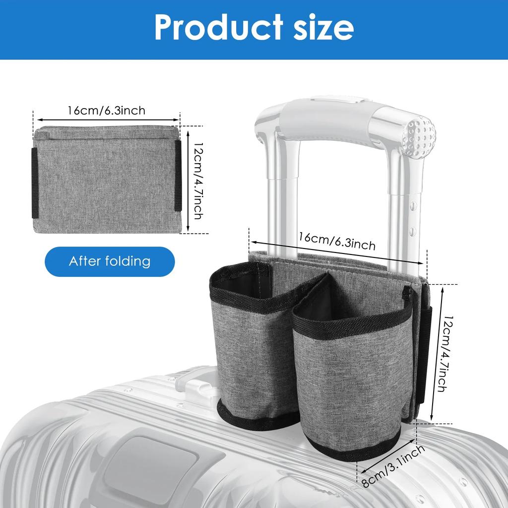 Luggage Travel Cup Holder Oxford Fabric Suitcase Drink Bag with Drawstring Durable Free Hand Travel Milk Tea Coffee Mugs Holder