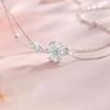 Women Bracelet Double-Layer Cherry Blossom Pendant Bracelet with Rhinestones Inlaid Hollow Design Adjustable Length Bracelet