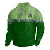 St. Patrick Men's Cotton Pullover Long Sleeve Outdoor Shirt Vintage Corduroy Button Stand Collar Shirt Casual Sweatshirt Print Top