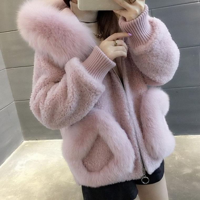 Autumn Winter Plus Size Women's Velvet Short Hooded Hair Collar Zipper Outerwear Loose Casual Warm Elegant Coat