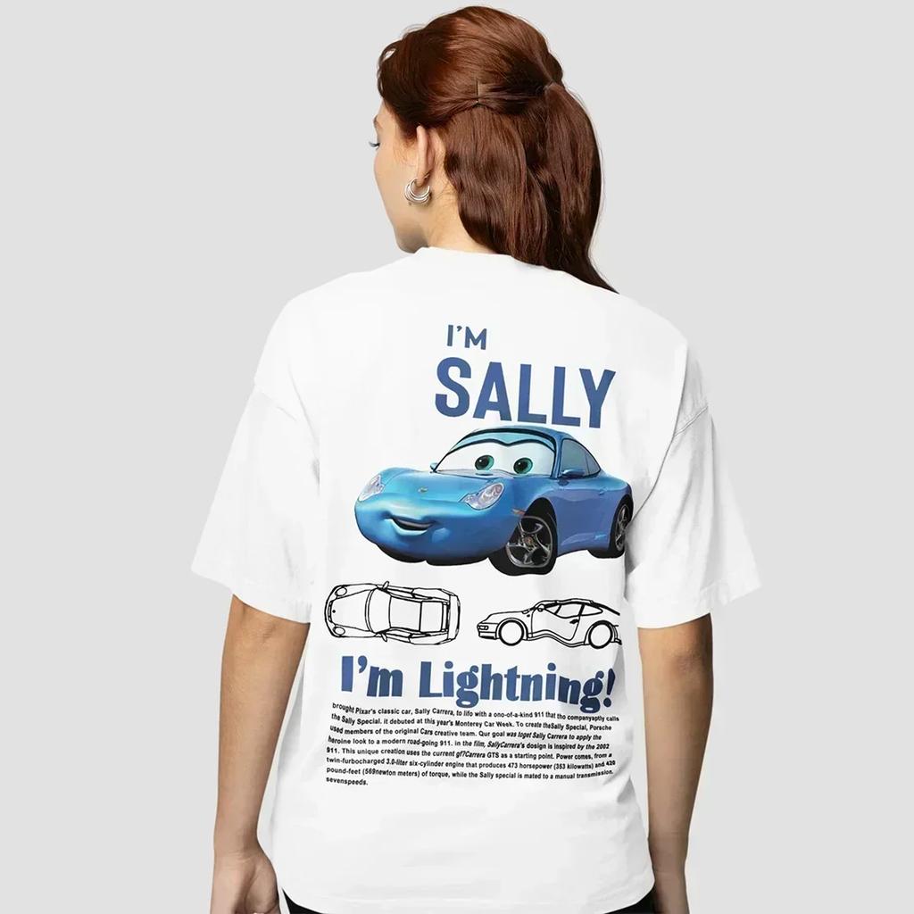 Family Summer Men's Women's Sally I'm Lightning Cars McQueen Graphic T-Shirt Accessories Fun Cotton Couple Top Kids T-Shirt
