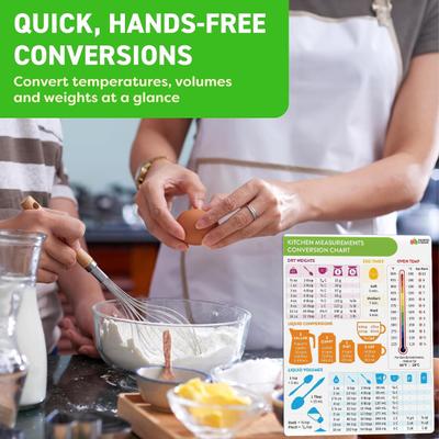 Tabla de conversión de cocina, imán, fácil de limpiar, temperatura/medición de peso, guía de medición de cocina magnética, herramientas