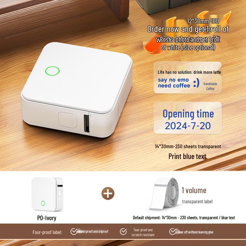 2P80 Portable Bluetooth Label Printer: Handheld, Self-Adhesive, Transparent Stickers