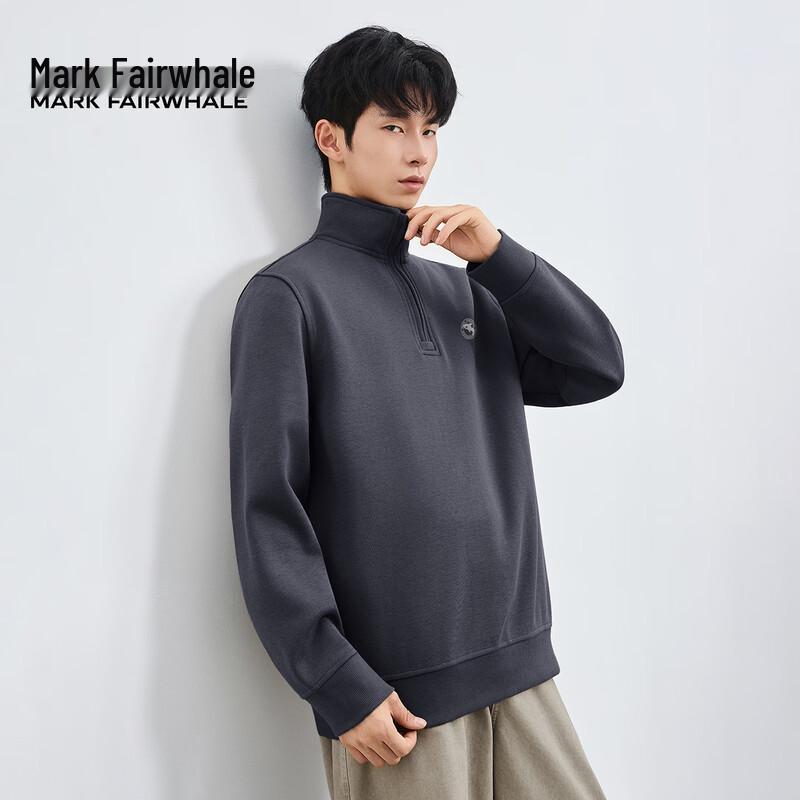 Mark Fairwhale Men's Stand Collar Thin Fleece Sweatshirt