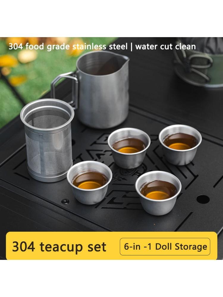

Camping Mug Set 304 Stainless Steel 4 Cups with Folding Handle Portable Tea Coffee Cup Lightweight for Hiking Travelling Picnic