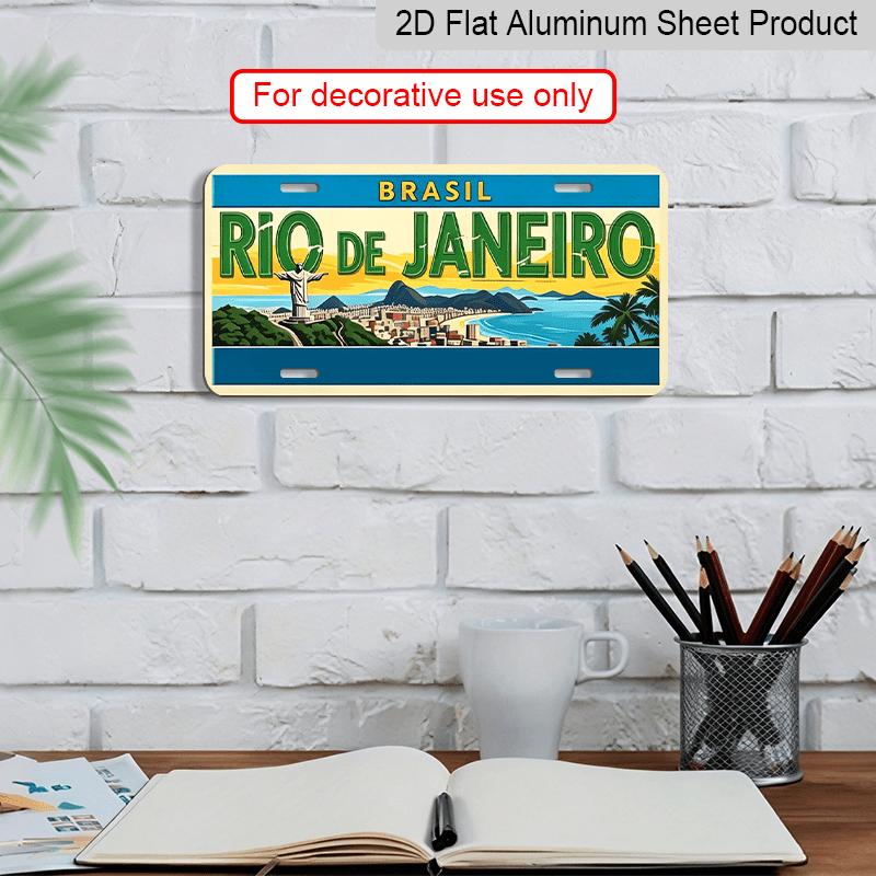 2D Flat - Vintage Rio De Janeiro Cidade Maravilhosa Aluminium Decorative Sign| 2D Flat Print, 11.8×5.9 Inch, Ideal for Wall Decor in Study and