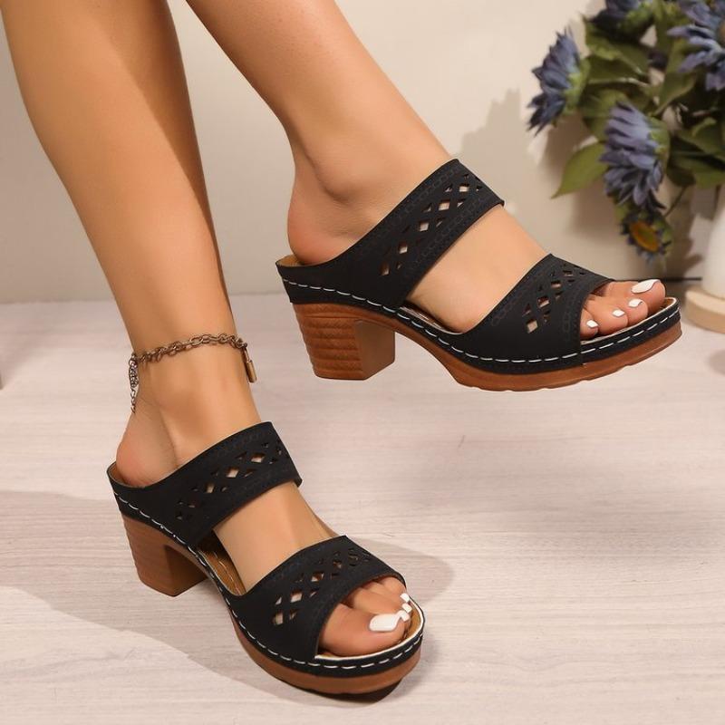 

Comfortable outer wear one pedal lazy drag fashion temperament casual one-word drag high heels 43