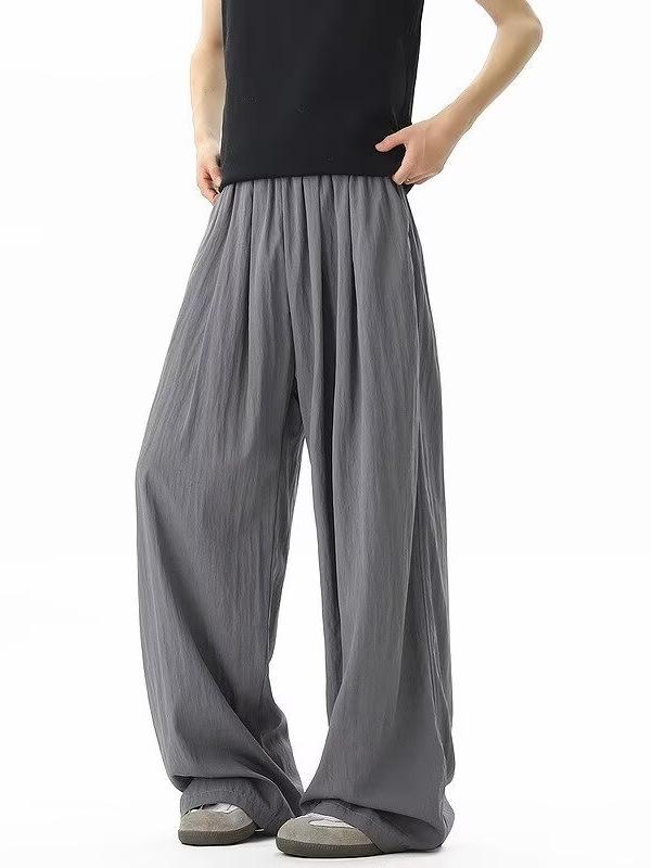 Quick-drying Thin Pants Men's Summer Solid Color Drape Elastic Waist Loose Straight Mopping Men's Casual Pants