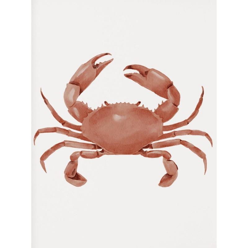 Beach Crab Conch Coral Starfish Shell Sand Watercolor Poster Canvas Printing Coastal Wall Art Picture for Living Room Home Decor