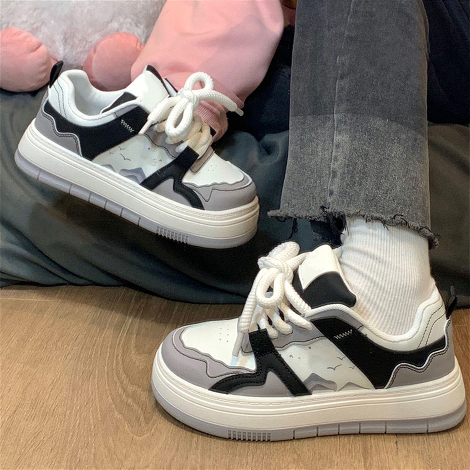 

Маленькие белые туфли, детская осенняя новая обувь в гонконгском стиле на платформе с большой головой, повседневная обувь для сноуборда 40 чёрный