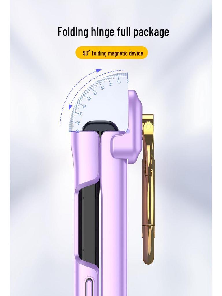 Samsung Z Flip 5 Magnetic Foldable Frosted Ring Holder Case - Anti-drop Protective Cover for Couples