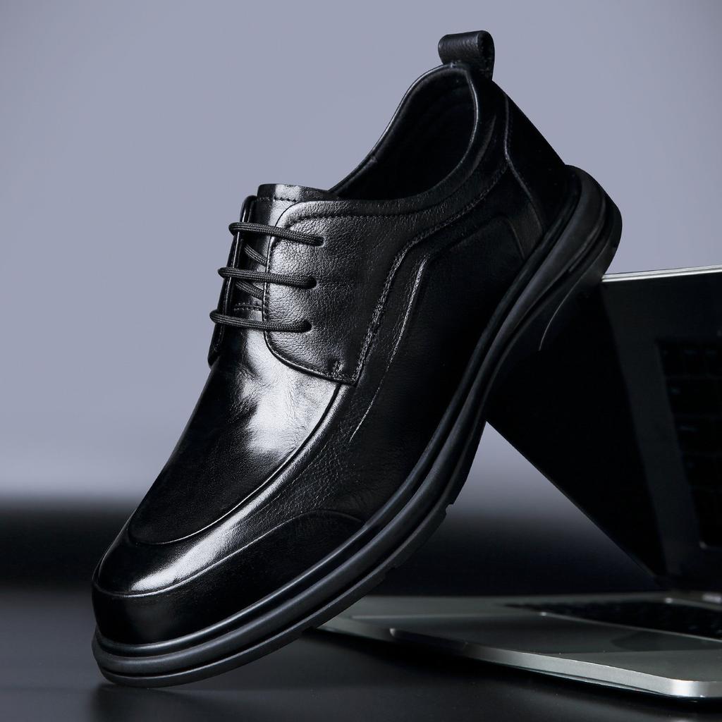 Men's leather soft-soled leather shoes casual trend breathable round head non-slip wear-resistant men's shoes business shoes