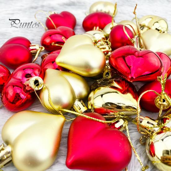 12Pcs Valentine's Day Heart Pendant Romantic Mini Heart Hanging Ornaments for Home Party Decorations
