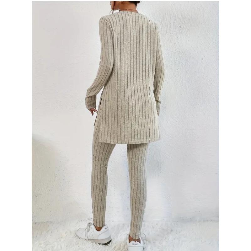 JKASHDK Damenmode Casual Frühling Herbst Einfarbig Druck Langarm O-Ausschnitt Hosen Hosen Anzüge