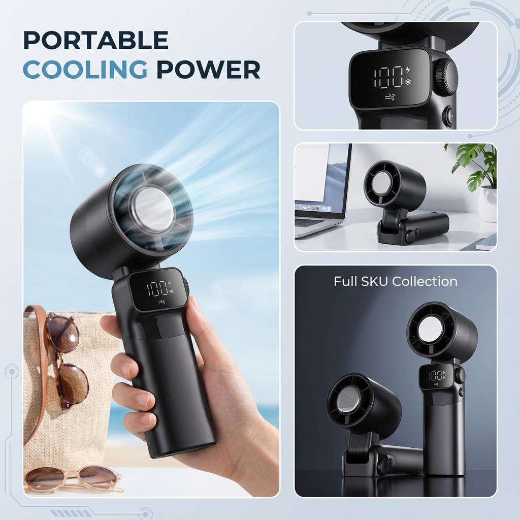 Portable Handheld Fan with Ice Function for Outdoor Summer Travel
