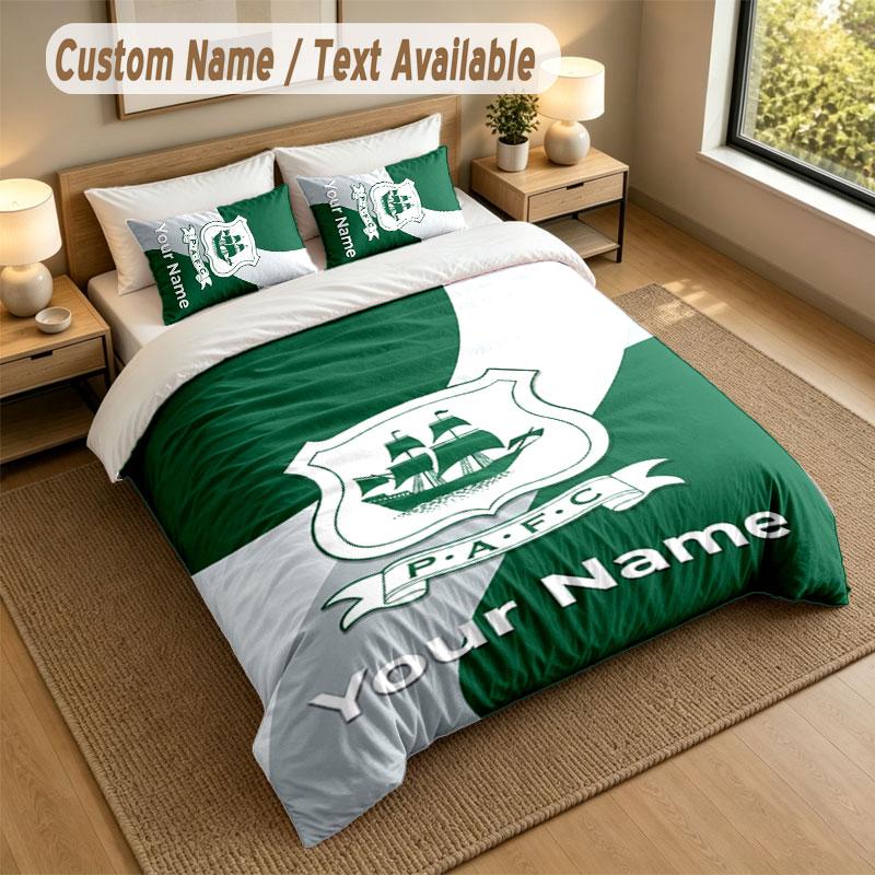 Bedding Set 1 Duvet Cover 2 Pillowcases Plymouth Argyle FC Print Soft Bed Linen Bedroom Decor