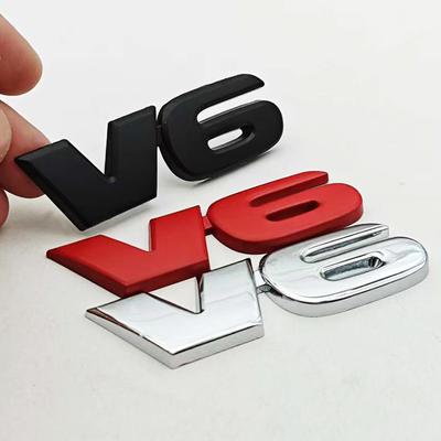 3D Metalowe Logo Stylizacji Samochodu Odznaka V6 Bagażnik Tylny Błotnik Emblemat Boczny Naklejki do Samochodu Motocykla Ciężarówki SUV Akcesoria Samochodowe