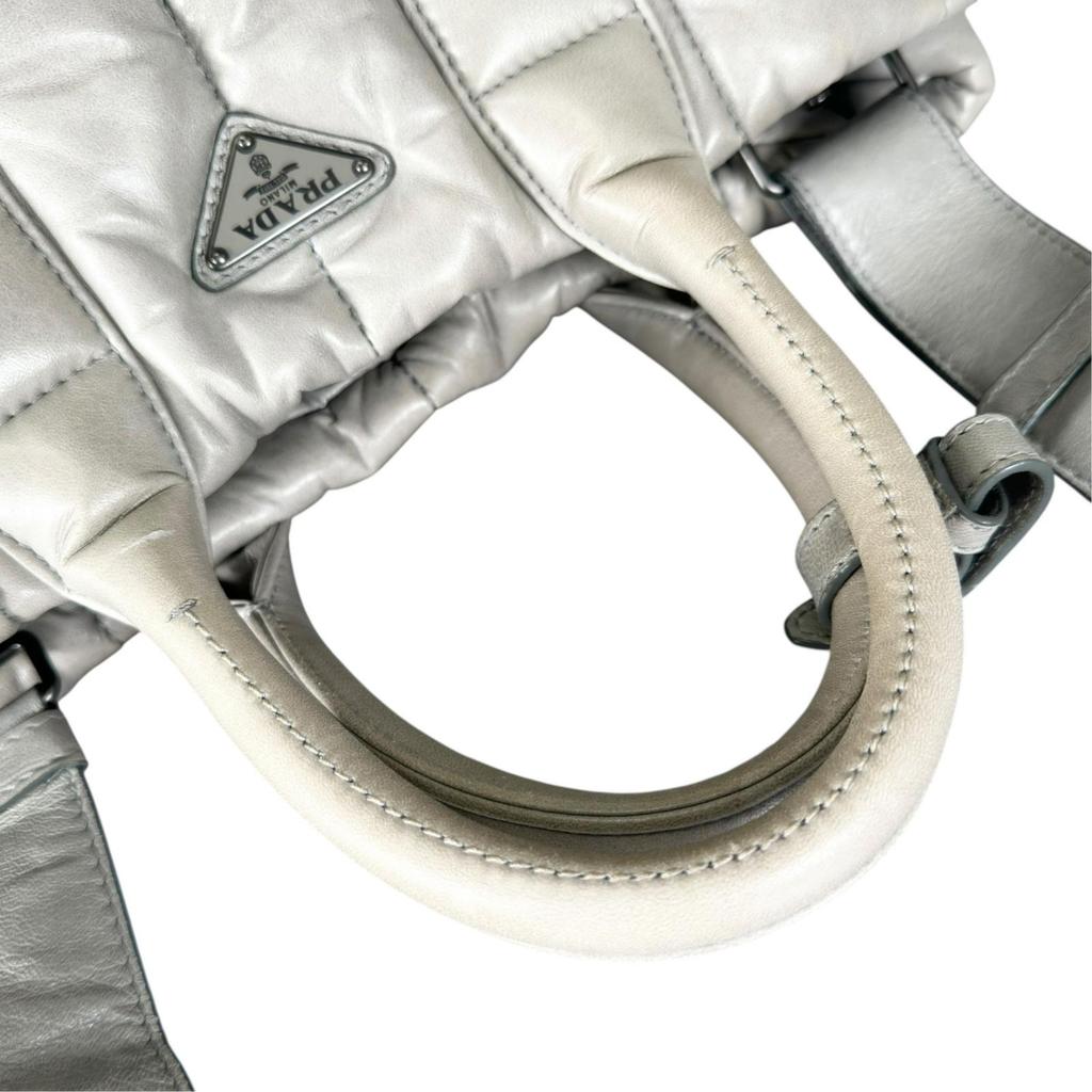 PRADA Nappa bomber Handbag gray Women 2way used