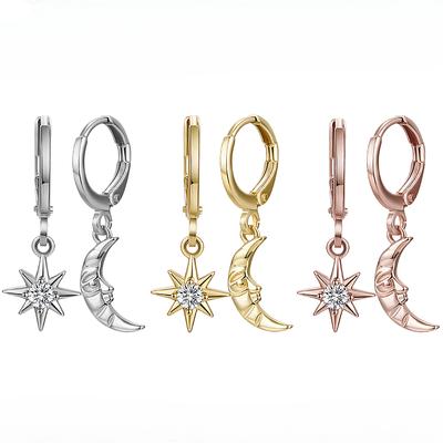 Single Zirconium Star Moon Asymmetrical Earrings Wild Ins Wind Jewelry