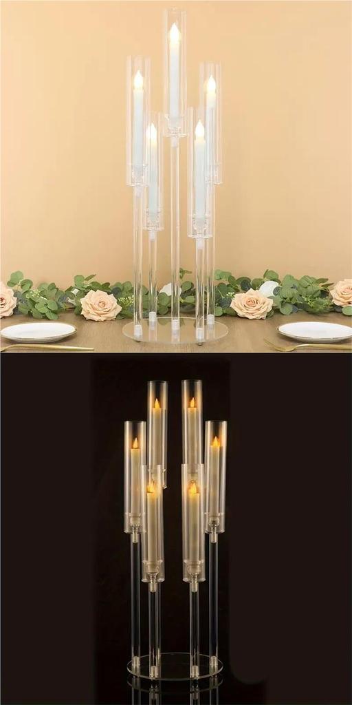 Transparent Acrylic Cross Wedding Candlestick for Banquets, Hotels, Aisles, Restaurants, and Bars