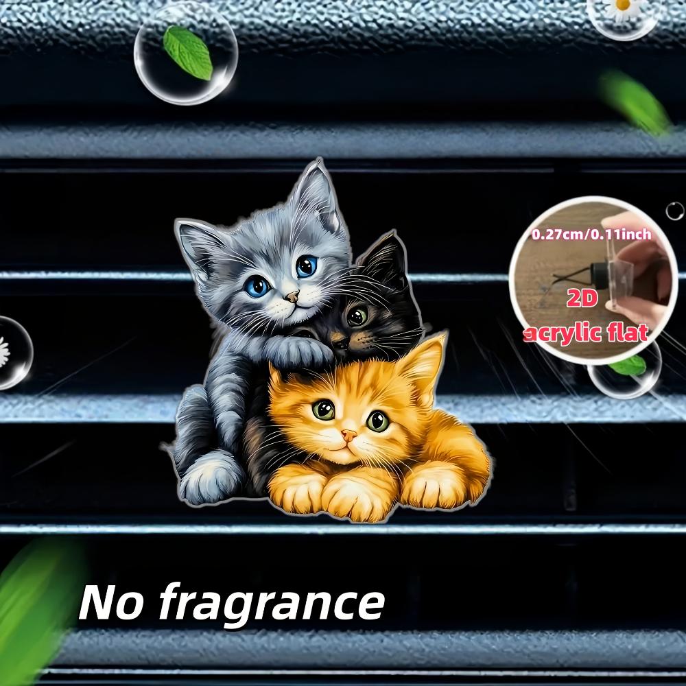 2D flat three kittens car vent clip decorative diffuser (fragrance not included),car interior decoration, aromatherapy clip,ideal for holiday gifts