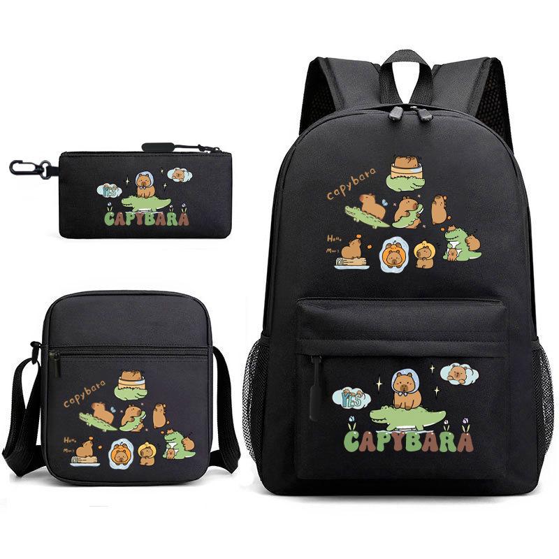 3-teiliges Schulrucksack-Set für Schüler Große Kapazität Oxford-Stoff Schultasche mit Schultergurt und Federmäppchen